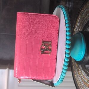 Badgley Mischka Pink Croc-Embossed Clutch / Crossbody